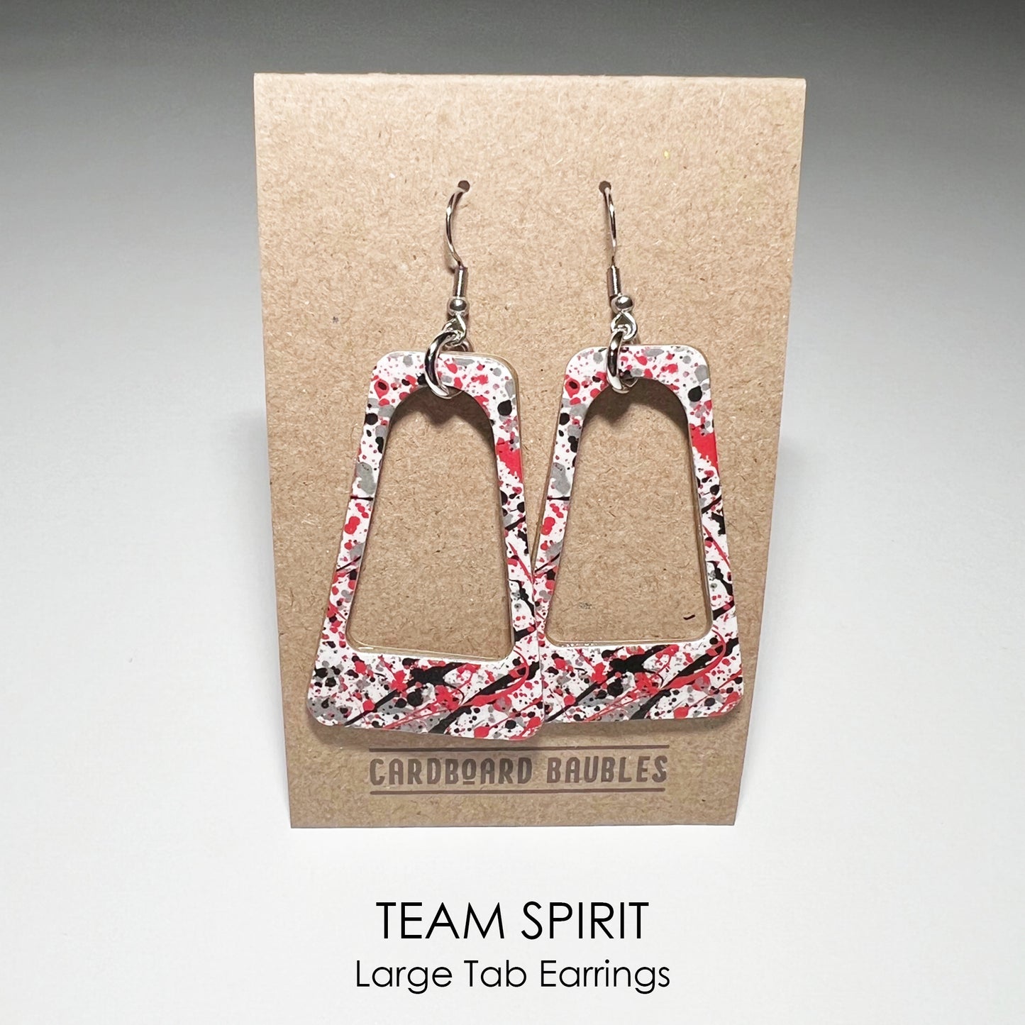 TEAM SPIRIT - red, black, gray - Tab Cardboard Baubles Earrings