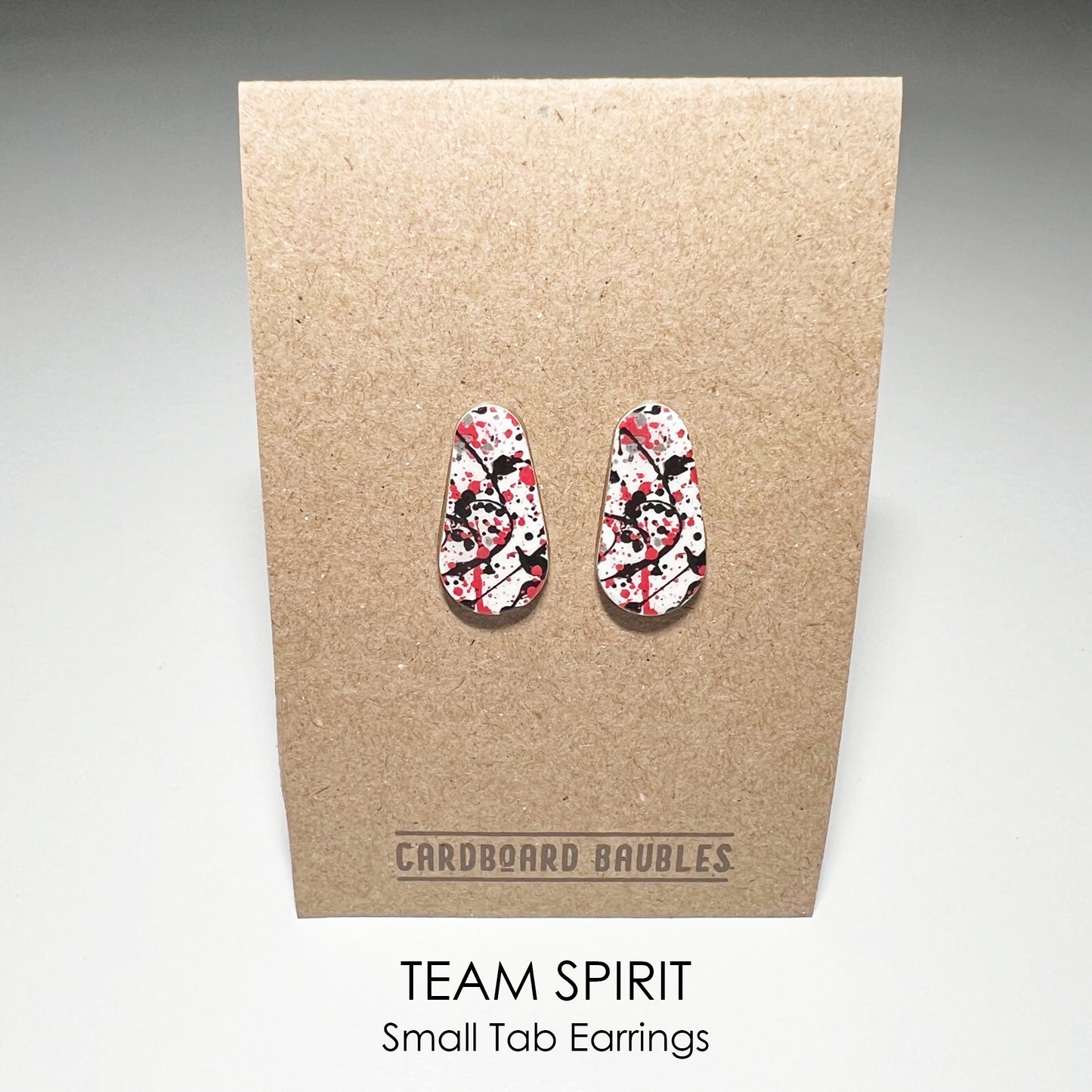 TEAM SPIRIT - red, black, gray - Tab Cardboard Baubles Earrings