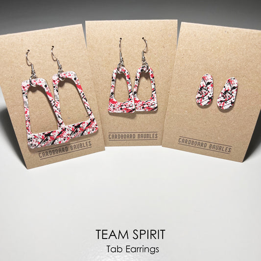 TEAM SPIRIT - red, black, gray - Tab Cardboard Baubles Earrings