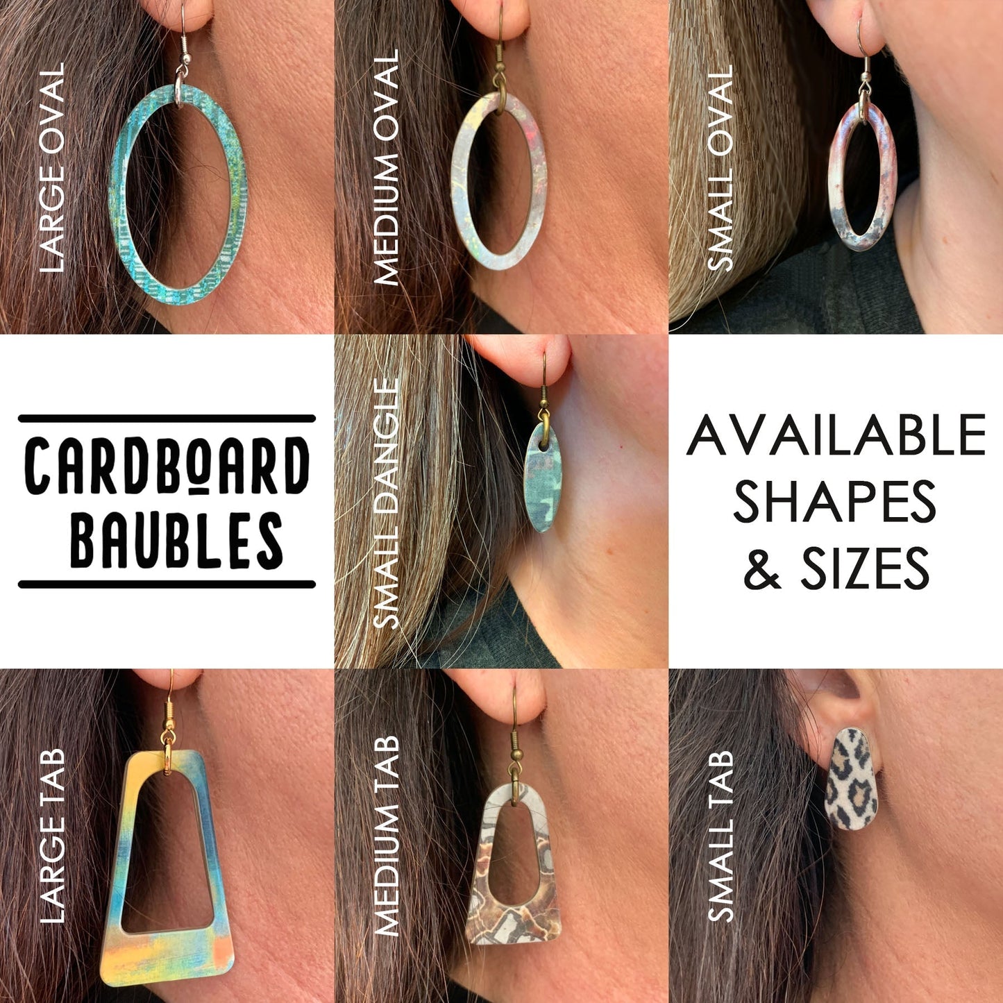 HAND TOOLED - Oval Cardboard Baubles Earrings