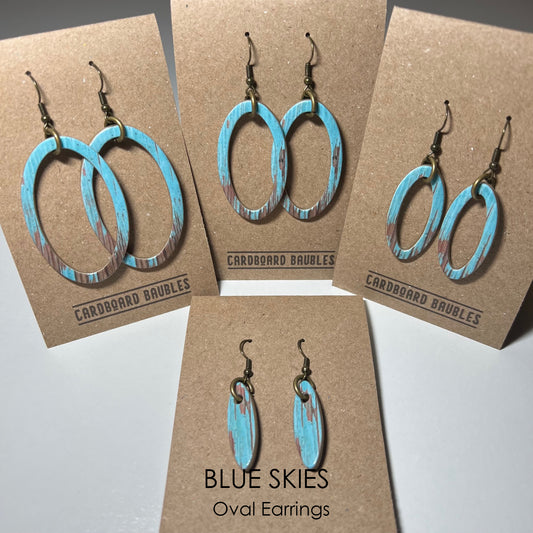 BLUE SKIES - Oval Cardboard Baubles Earrings