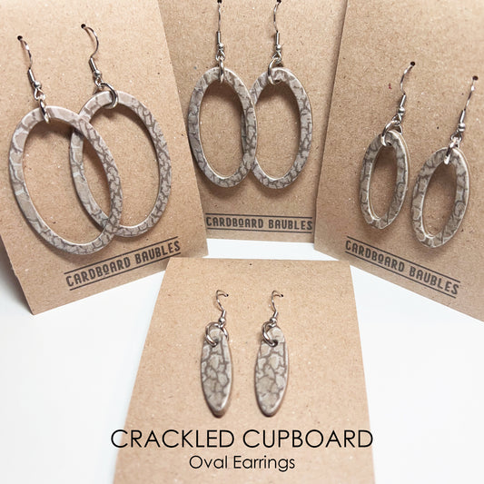 CRACKLED CUPBOARD - Oval Cardboard Baubles Earrings