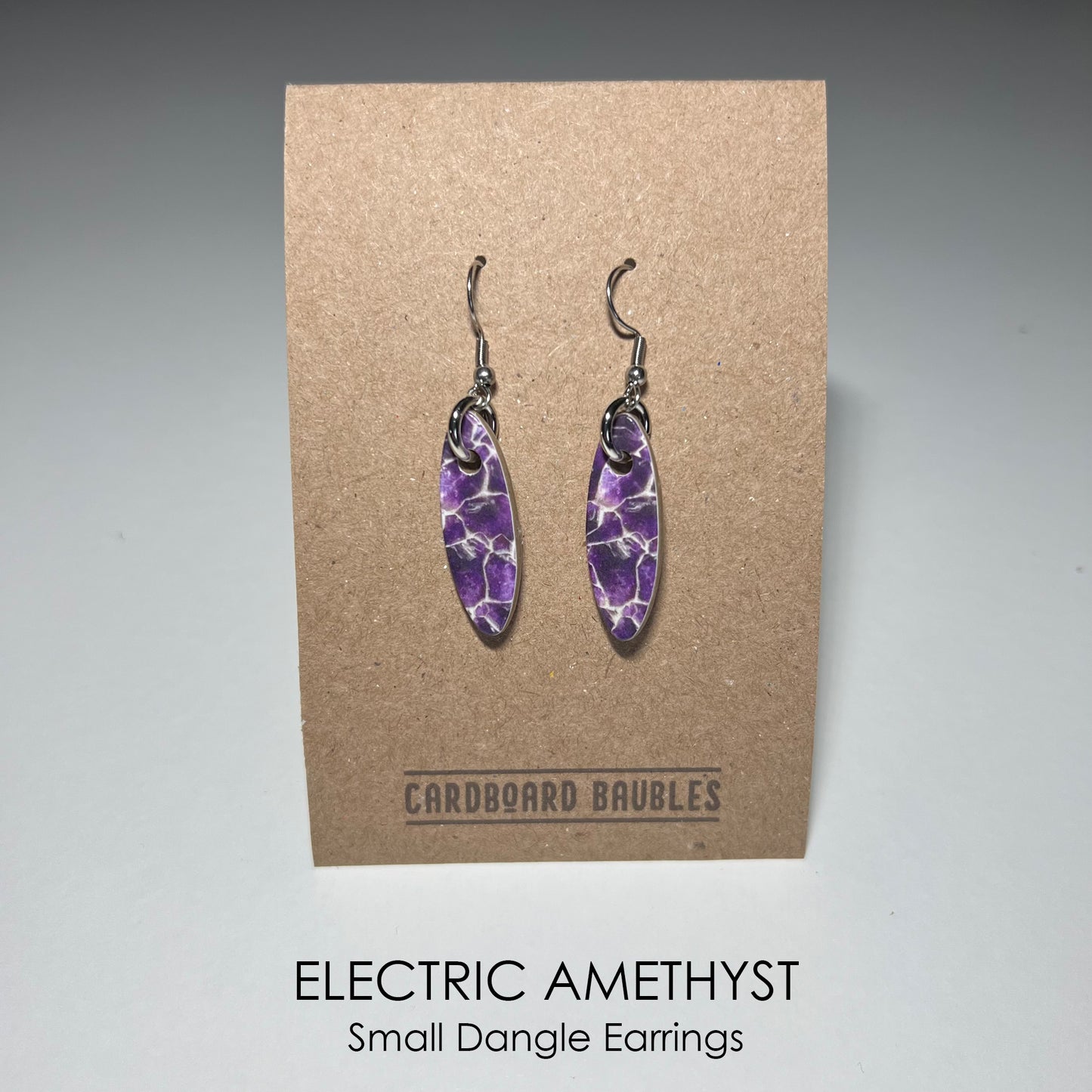 ELECTRIC AMETHYST - Oval Cardboard Baubles Earrings