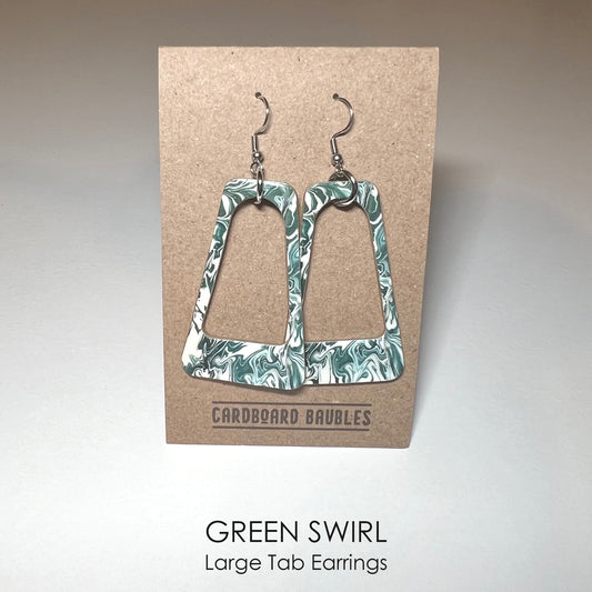 GREEN SWIRL - Tab Cardboard Baubles Earrings