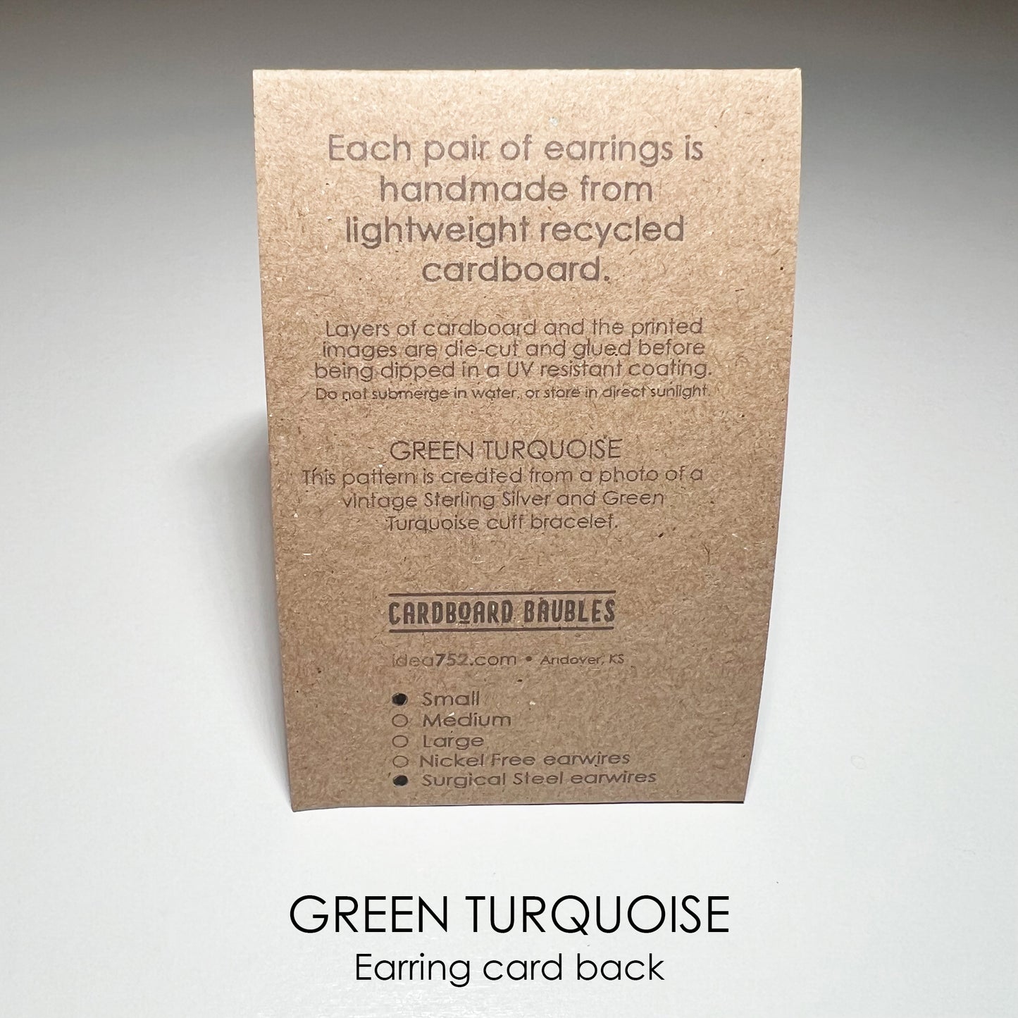 GREEN TURQUOISE - Oval Cardboard Baubles Earrings