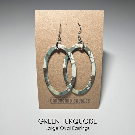 GREEN TURQUOISE - Oval Cardboard Baubles Earrings