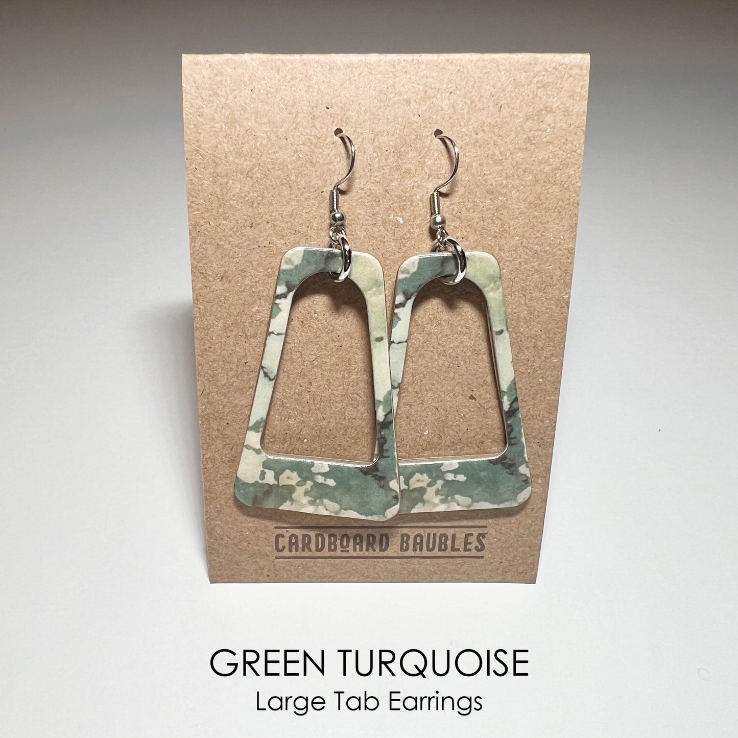 GREEN TURQUOISE - Tab Cardboard Baubles Earrings