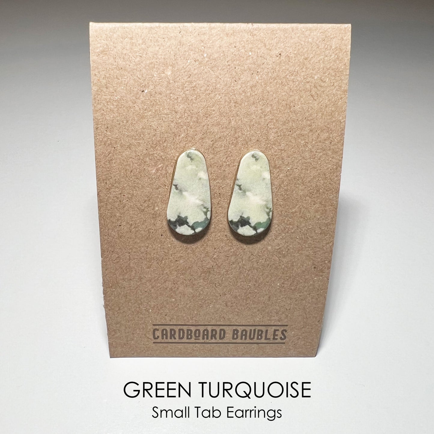 GREEN TURQUOISE - Tab Cardboard Baubles Earrings