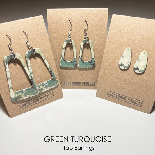 GREEN TURQUOISE - Tab Cardboard Baubles Earrings