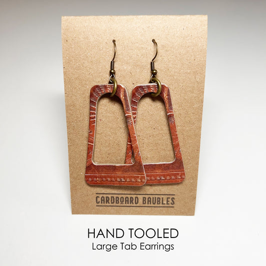 HAND TOOLED- Tab Cardboard Baubles Earrings