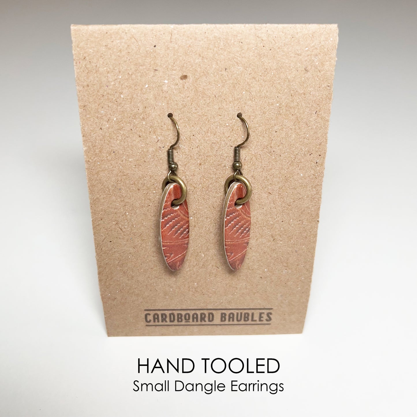 HAND TOOLED - Oval Cardboard Baubles Earrings