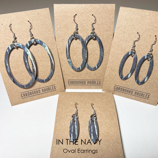 IN THE NAVY - Oval Cardboard Baubles Earrings