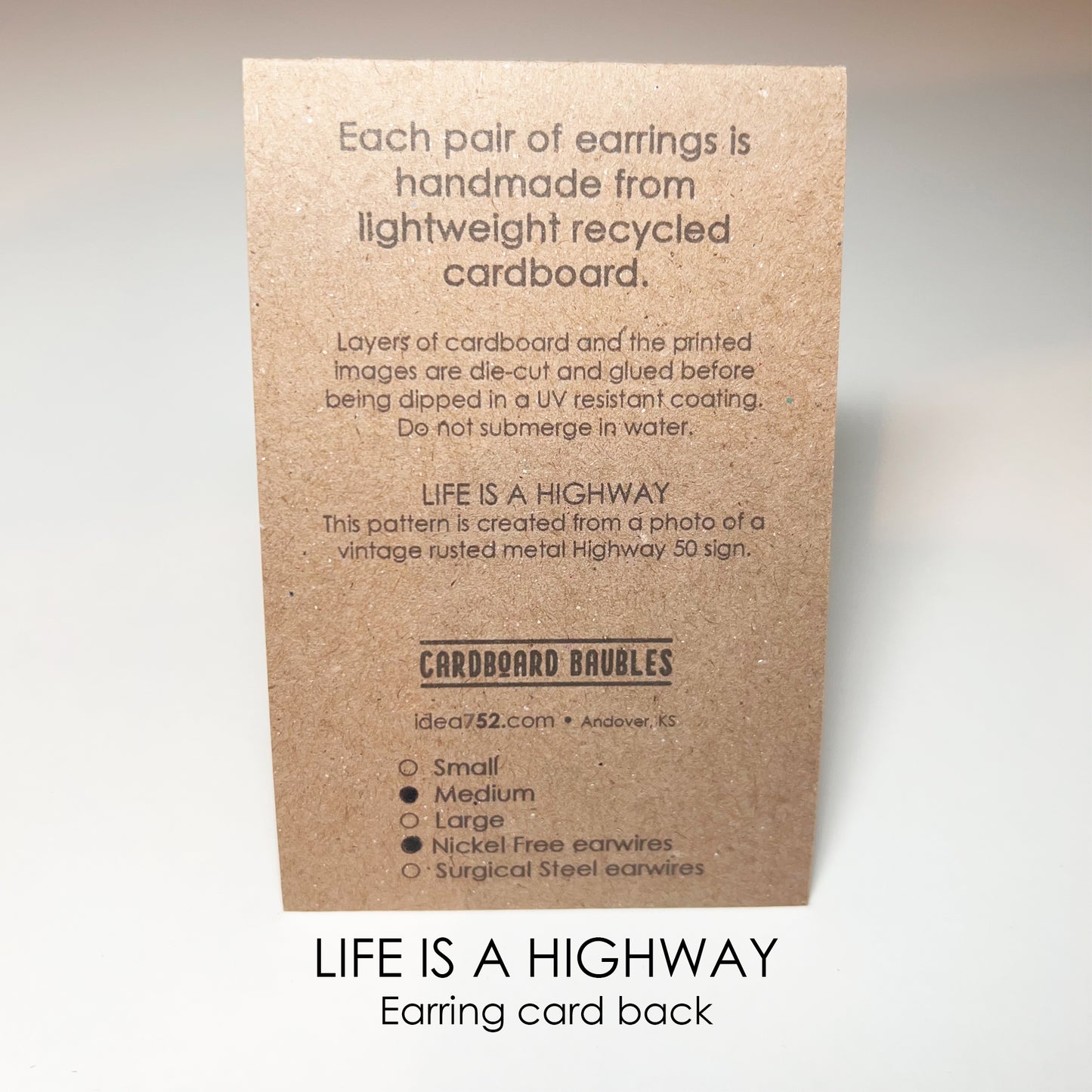 LIFE IS A HIGHWAY - Oval Cardboard Baubles Earrings