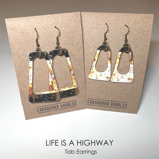 LIFE IS A HIGHWAY - Tab Cardboard Baubles Earrings