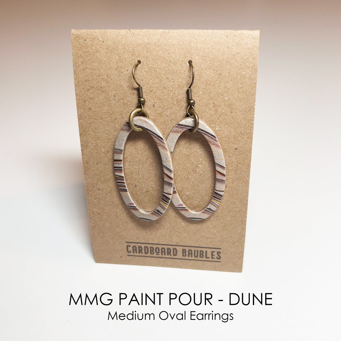 MMG PAINT POUR - DUNE - Oval Cardboard Baubles Earrings