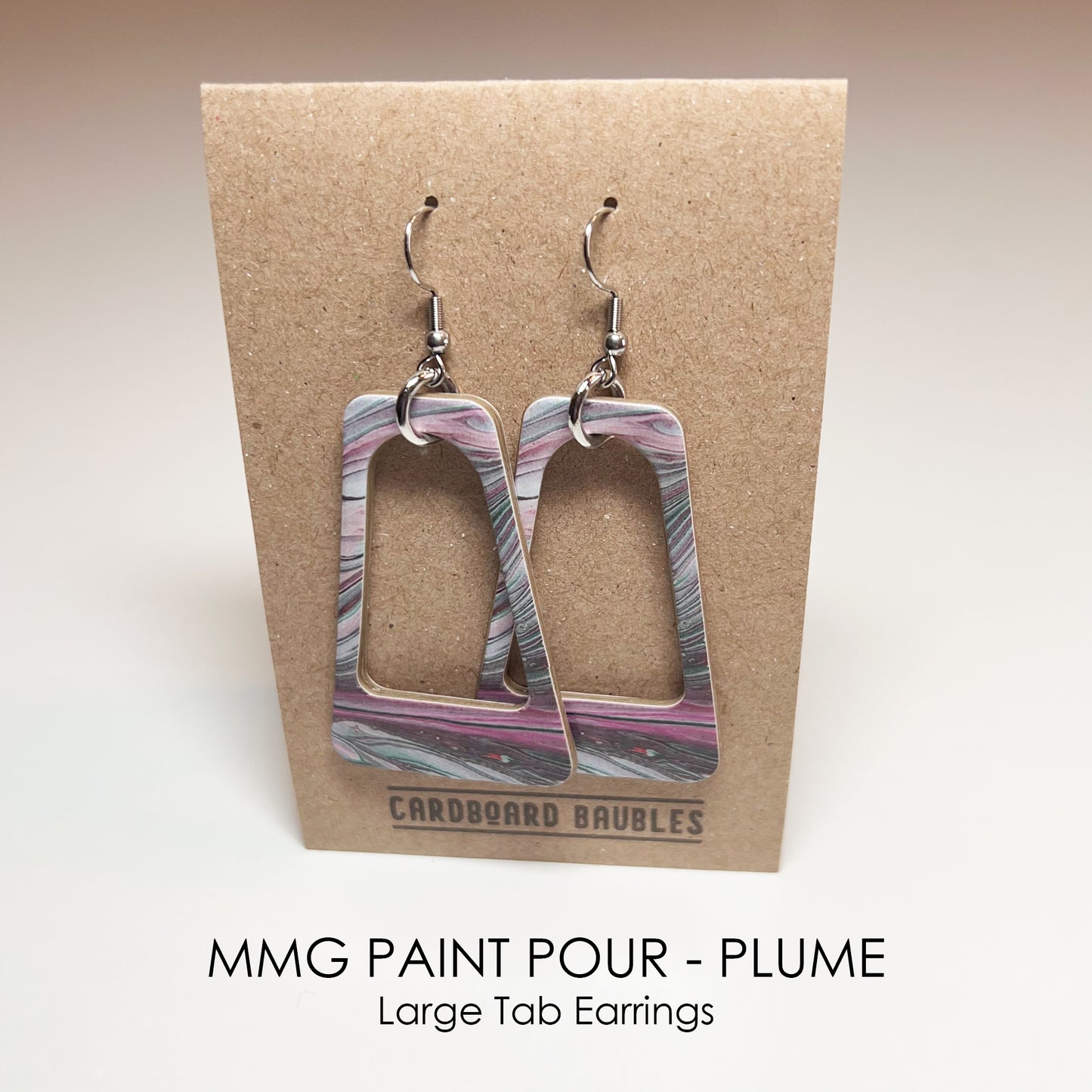 MMG PAINT POUR - PLUME - Tab Cardboard Baubles Earrings