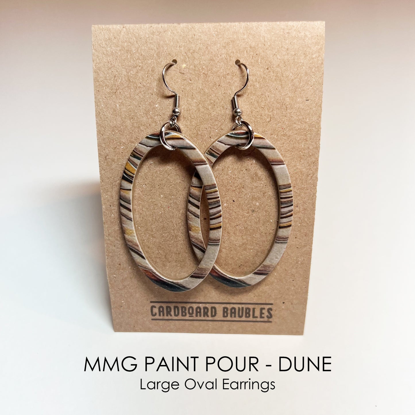 MMG PAINT POUR - DUNE - Oval Cardboard Baubles Earrings