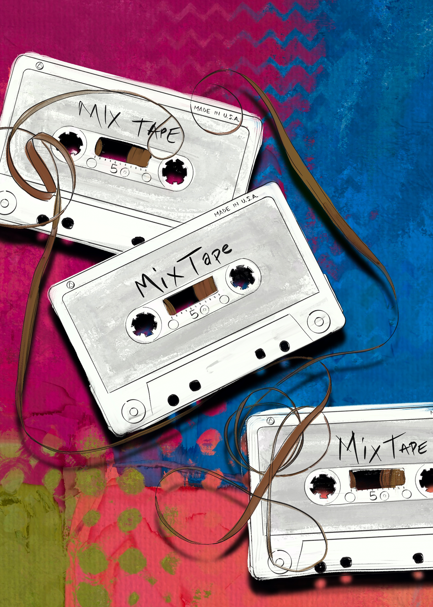 Digital Download - 5x7 art card - Mix Tape