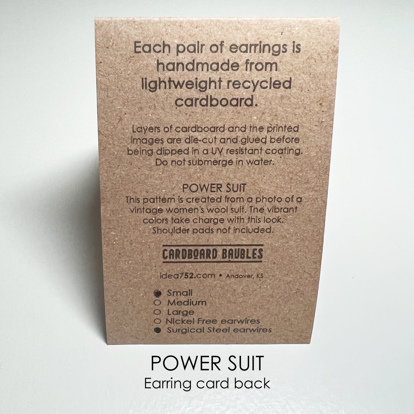 POWER SUIT- Tab Cardboard Baubles Earrings