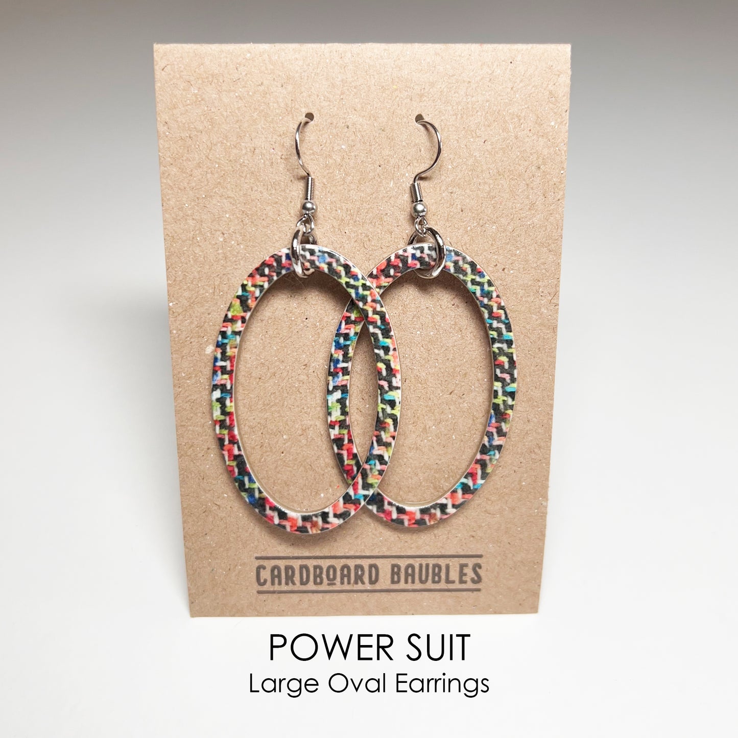 POWER SUIT - Oval Cardboard Baubles Earrings