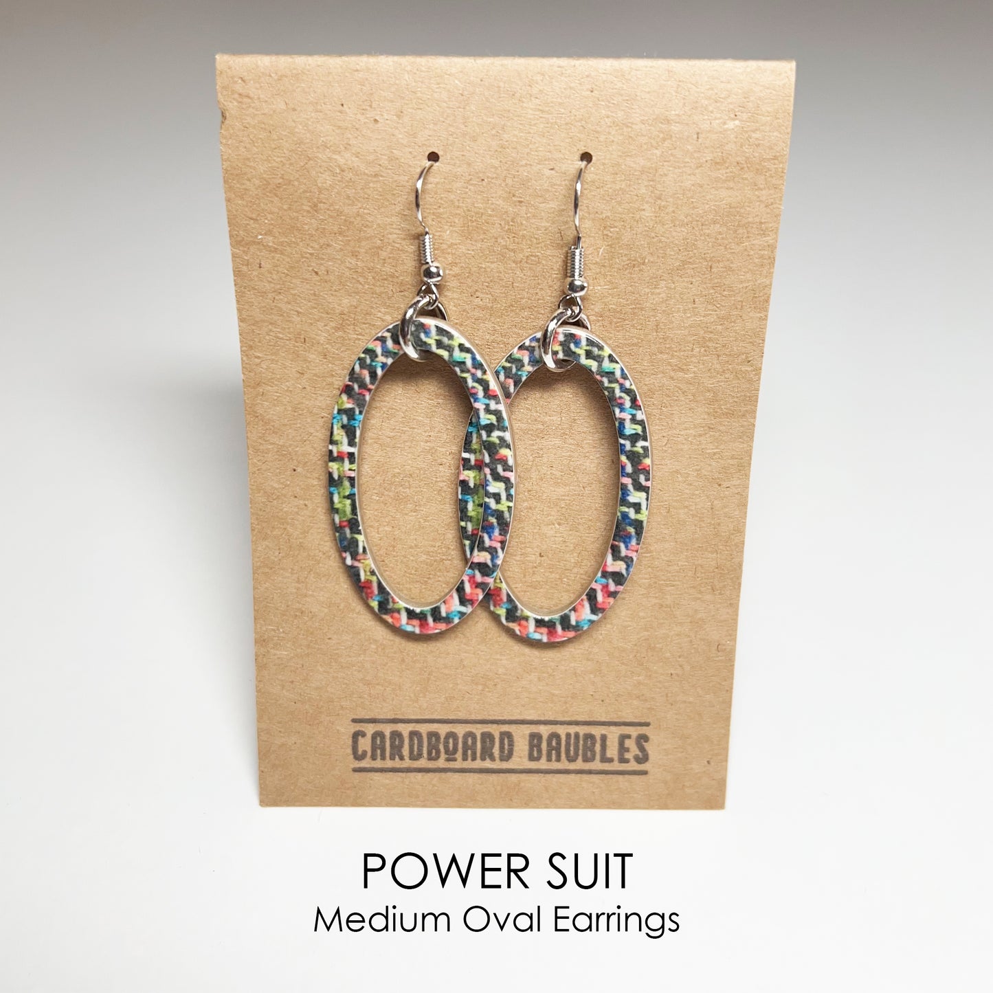 POWER SUIT - Oval Cardboard Baubles Earrings