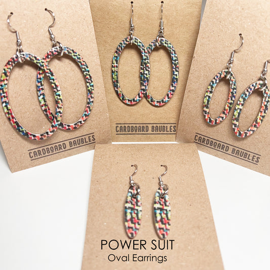 POWER SUIT - Oval Cardboard Baubles Earrings