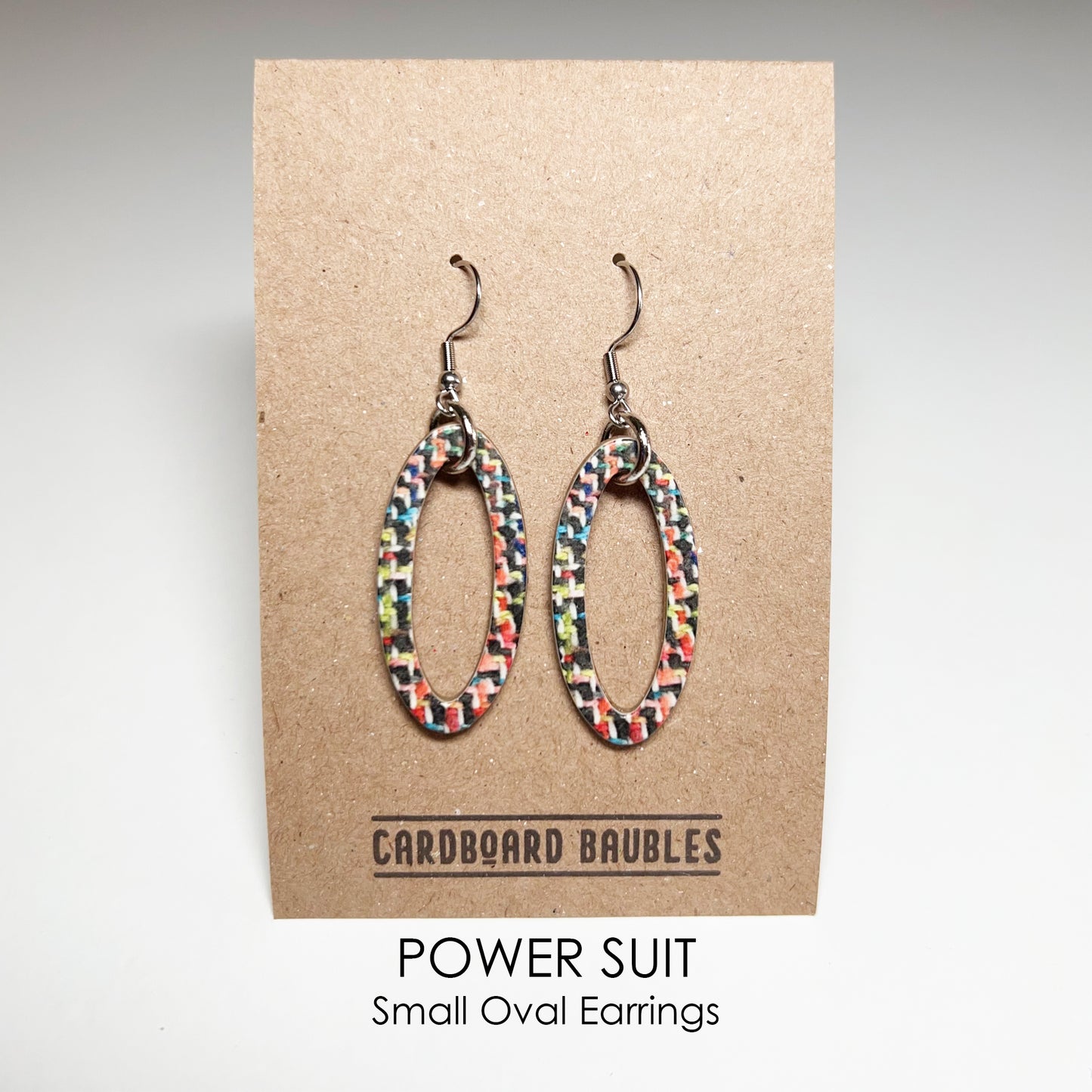 POWER SUIT - Oval Cardboard Baubles Earrings