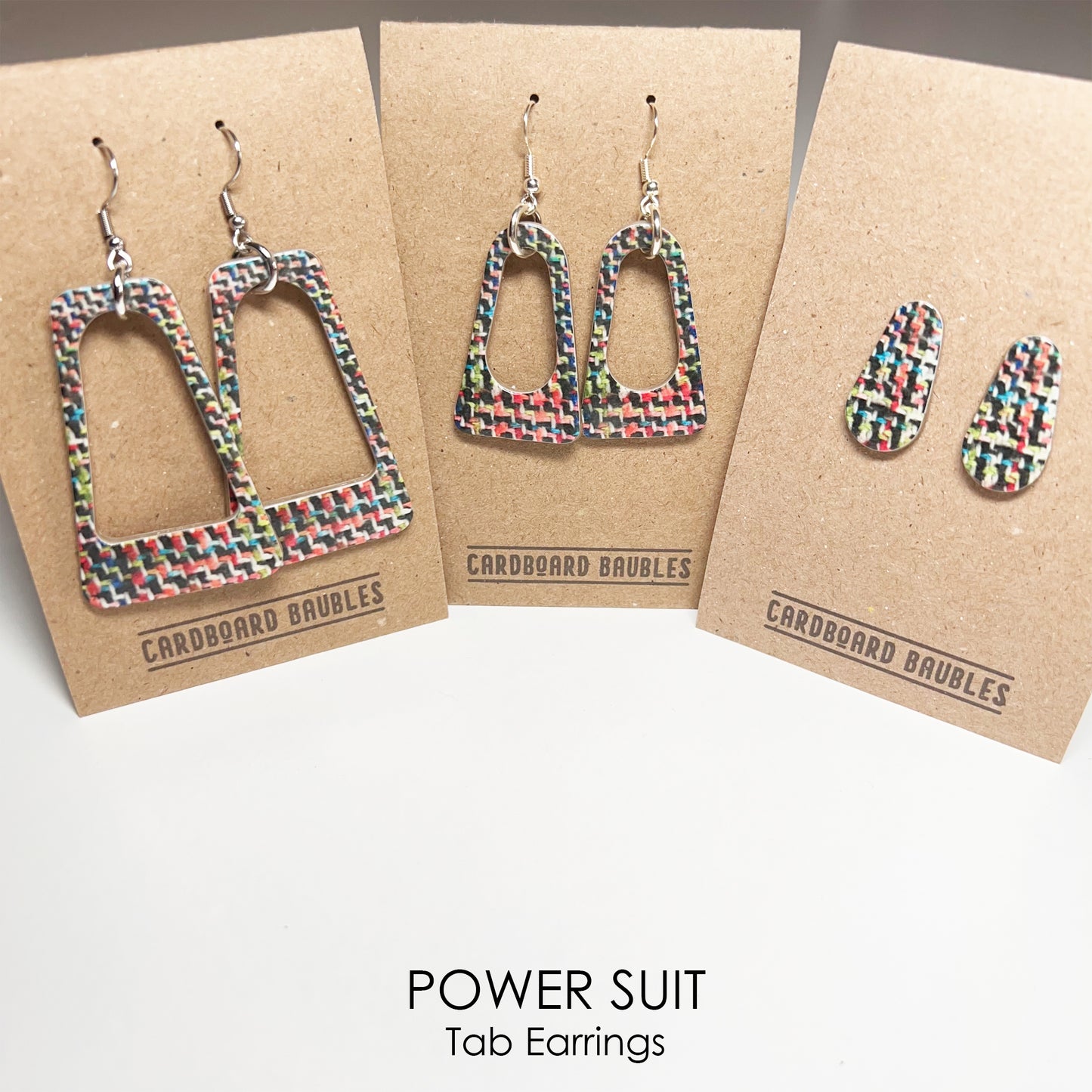 POWER SUIT- Tab Cardboard Baubles Earrings