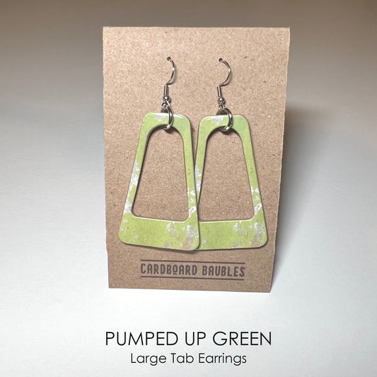 PUMPED UP GREEN - Tab Cardboard Baubles Earrings