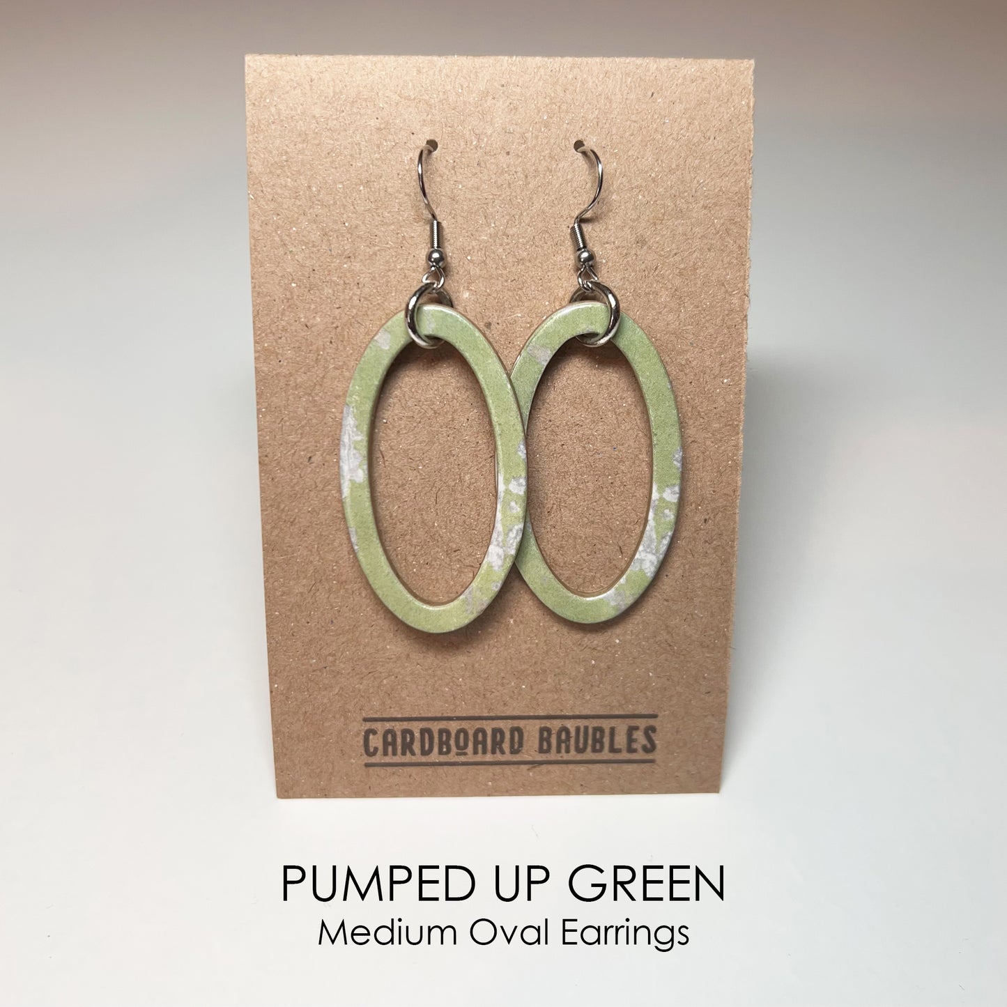 PUMPED UP GREEN - Oval Cardboard Baubles Earrings