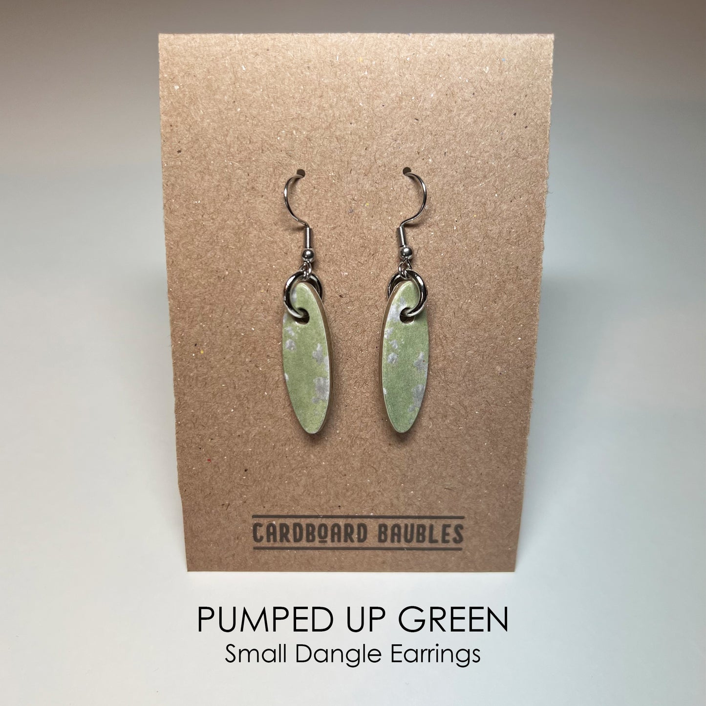 PUMPED UP GREEN - Oval Cardboard Baubles Earrings