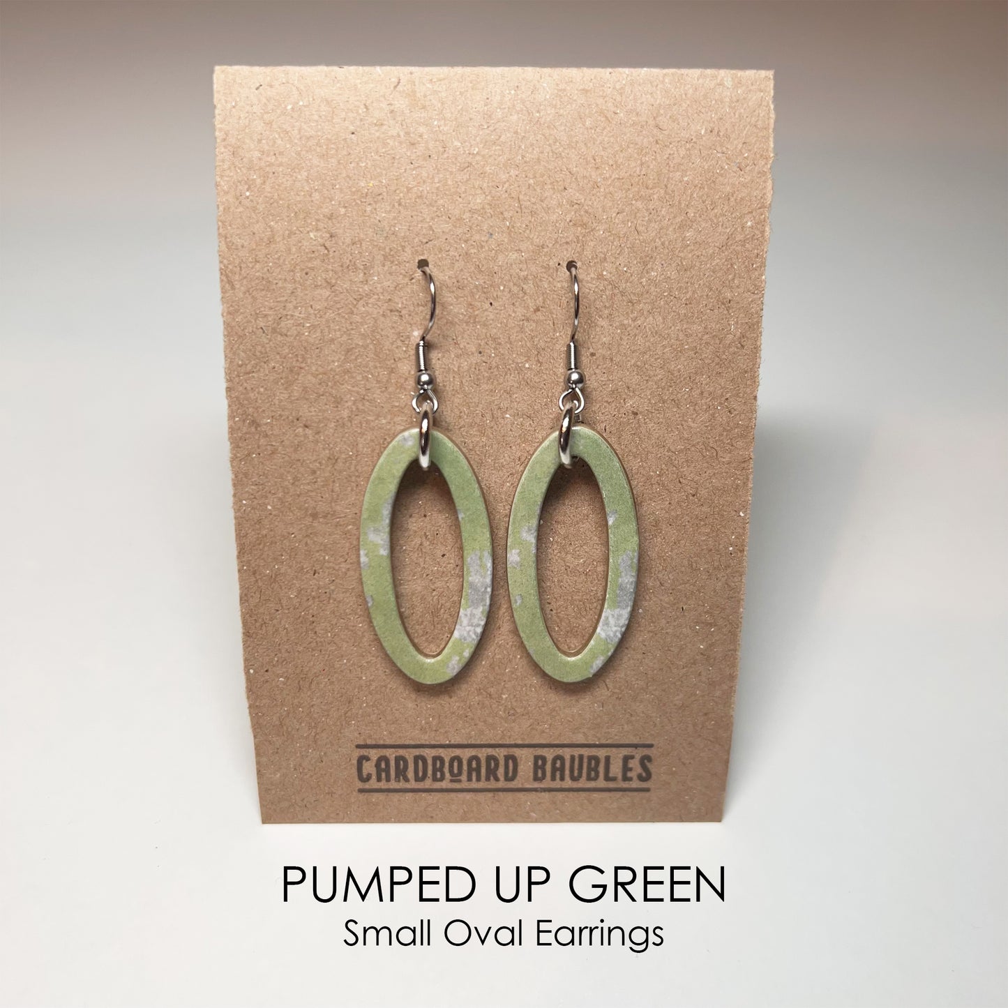 PUMPED UP GREEN - Oval Cardboard Baubles Earrings