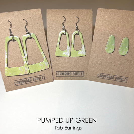 PUMPED UP GREEN - Tab Cardboard Baubles Earrings