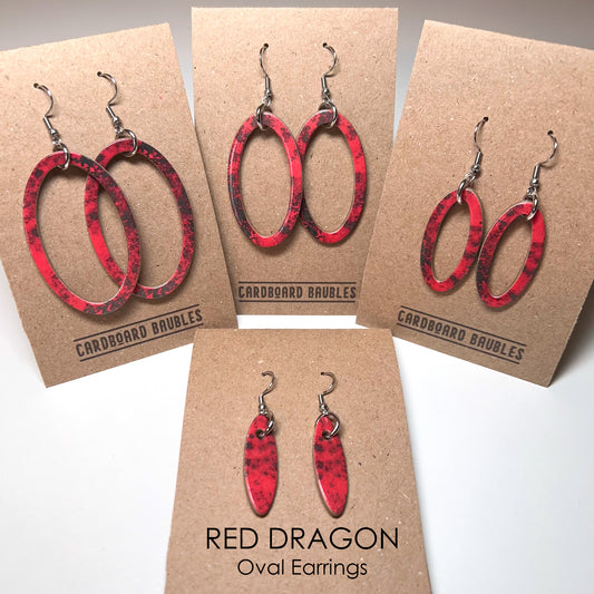 RED DRAGON - Oval Cardboard Baubles Earrings