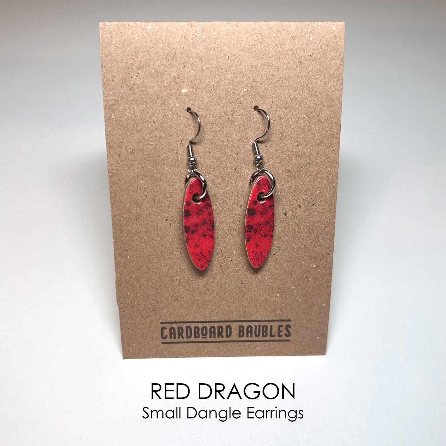 RED DRAGON - Oval Cardboard Baubles Earrings