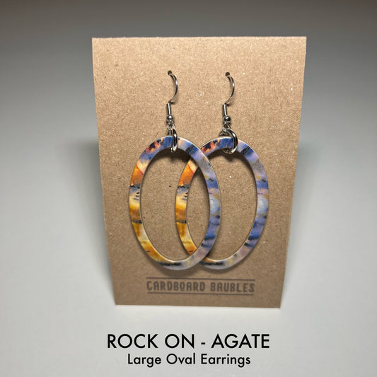 ROCK ON - AGATE - Oval Cardboard Baubles Earrings