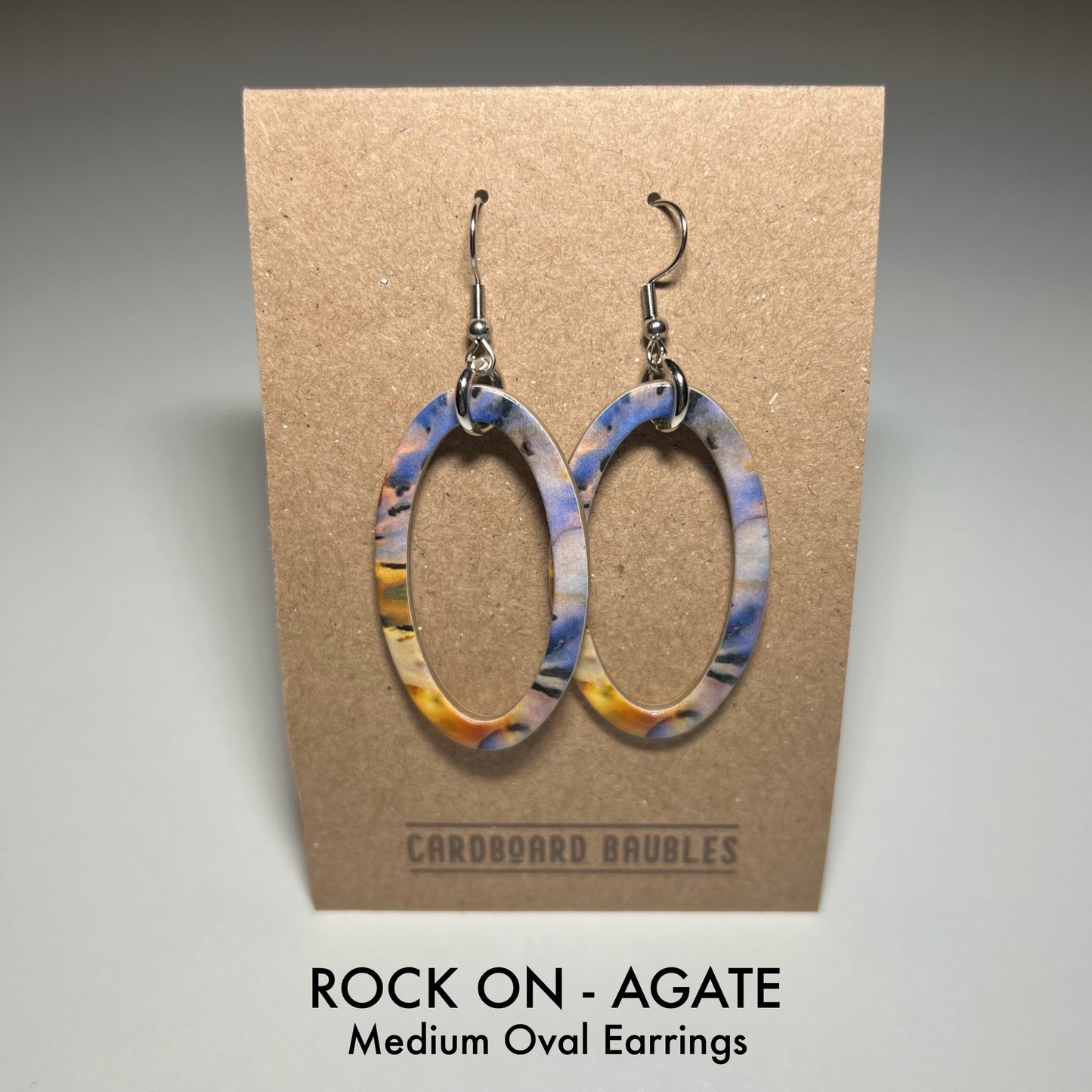 ROCK ON - AGATE - Oval Cardboard Baubles Earrings