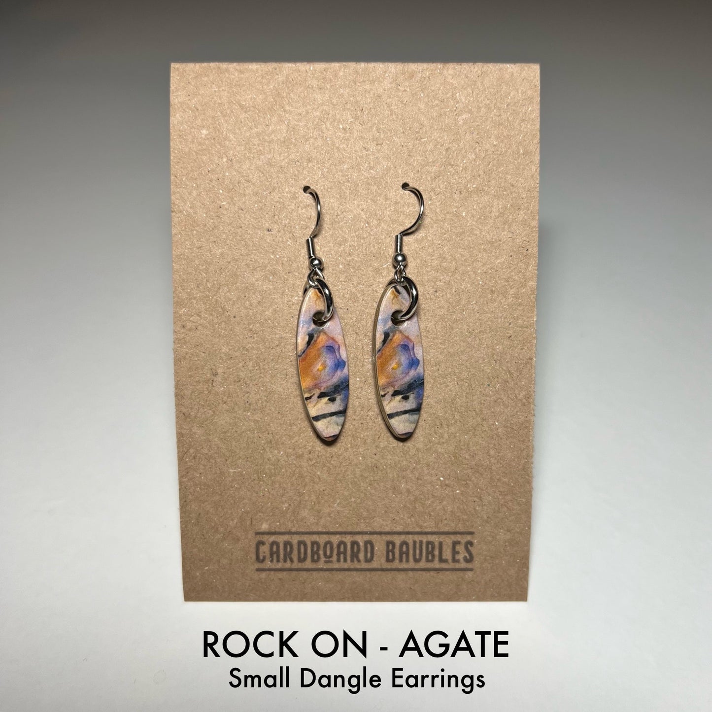 ROCK ON - AGATE - Oval Cardboard Baubles Earrings