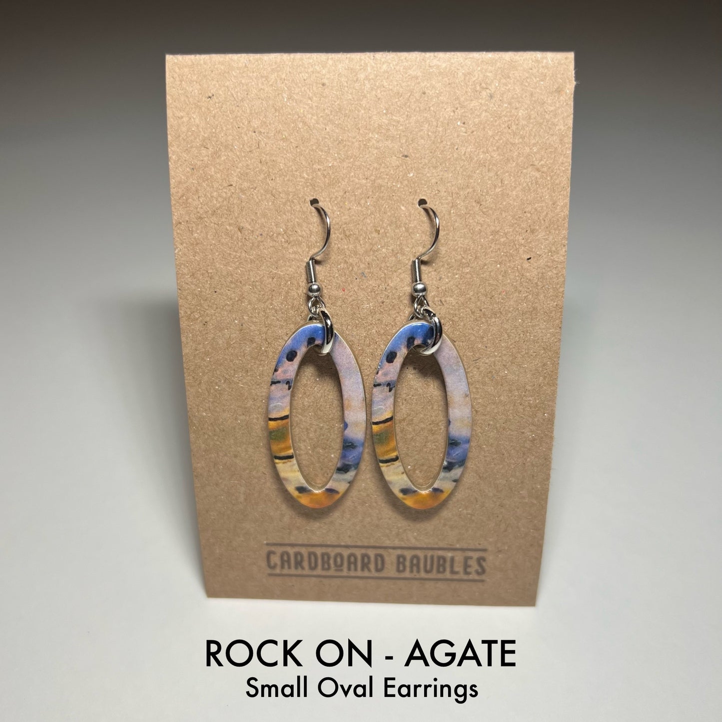 ROCK ON - AGATE - Oval Cardboard Baubles Earrings