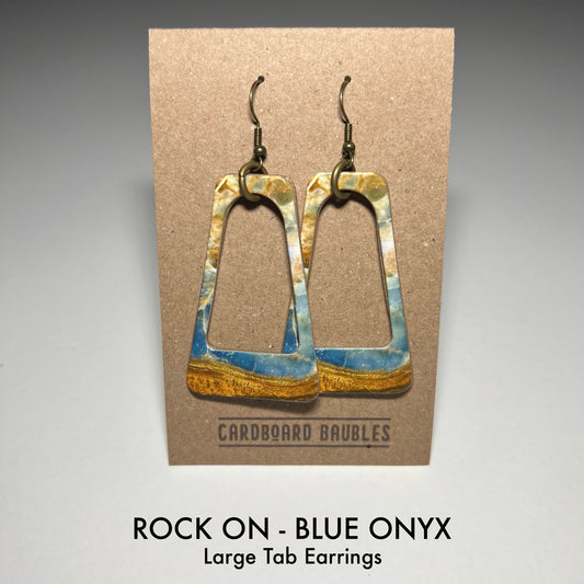 ROCK ON - BLUE ONYX - Tab Cardboard Baubles Earrings