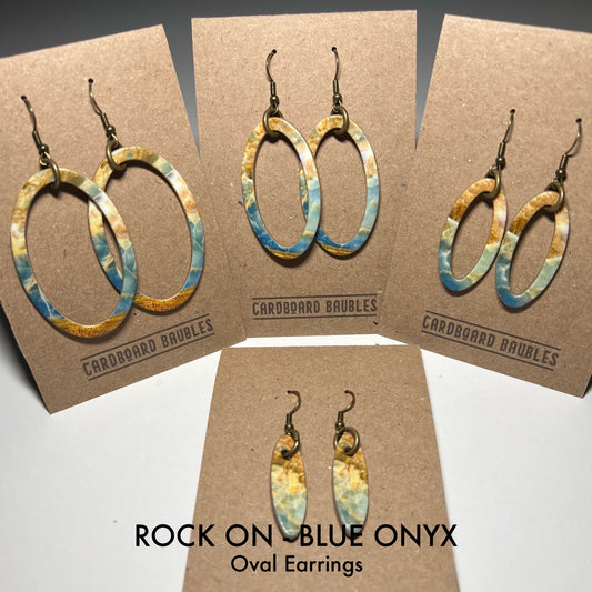 ROCK ON - BLUE ONYX - Oval Cardboard Baubles Earrings