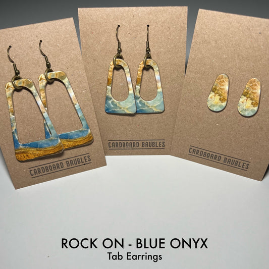 ROCK ON - BLUE ONYX - Tab Cardboard Baubles Earrings