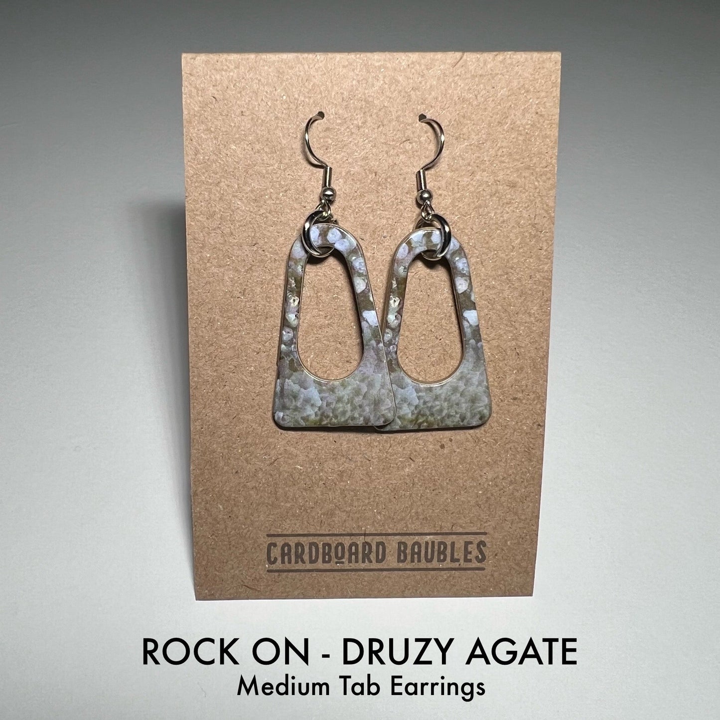 ROCK ON - DRUZY AGATE - Tab Cardboard Baubles Earrings