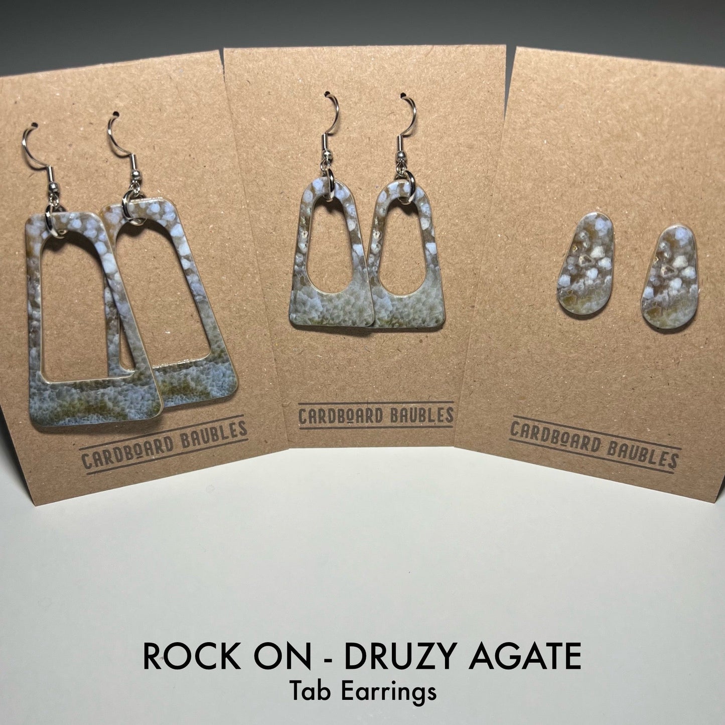 ROCK ON - DRUZY AGATE - Tab Cardboard Baubles Earrings