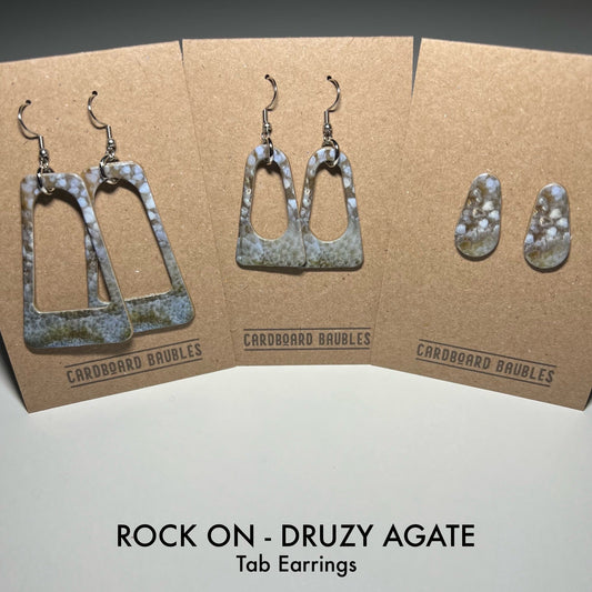 ROCK ON - DRUZY AGATE - Tab Cardboard Baubles Earrings