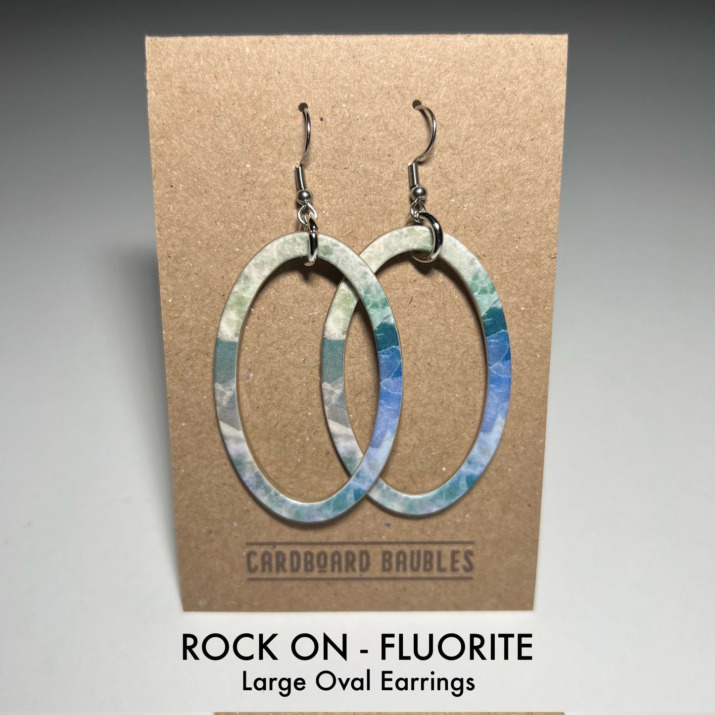 ROCK ON - FLUORITE - Oval Cardboard Baubles Earrings