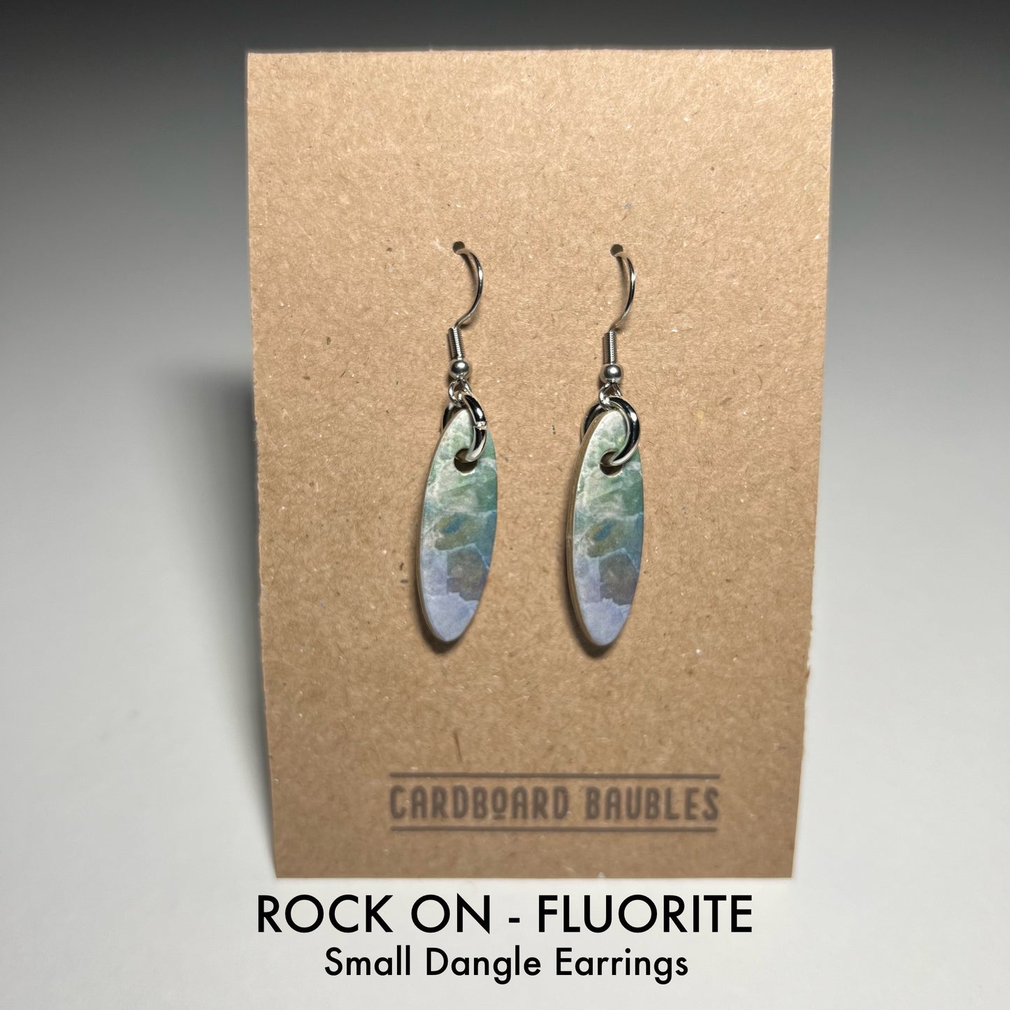 ROCK ON - FLUORITE - Oval Cardboard Baubles Earrings