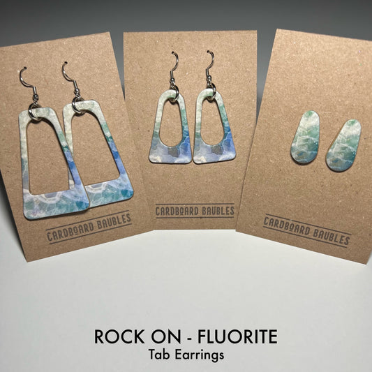 ROCK ON - FLUORITE - Tab Cardboard Baubles Earrings