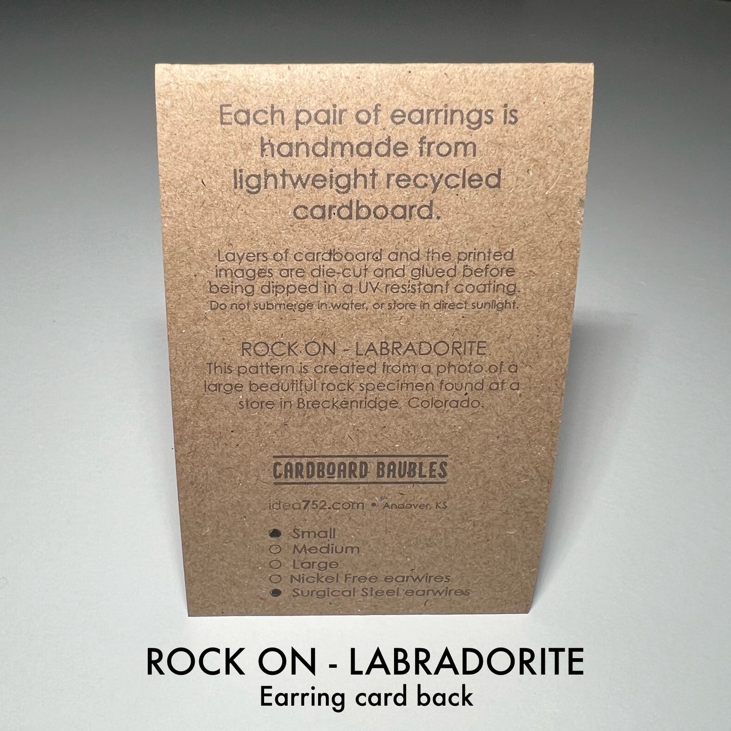 ROCK ON - LABRODITE - Tab Cardboard Baubles Earrings