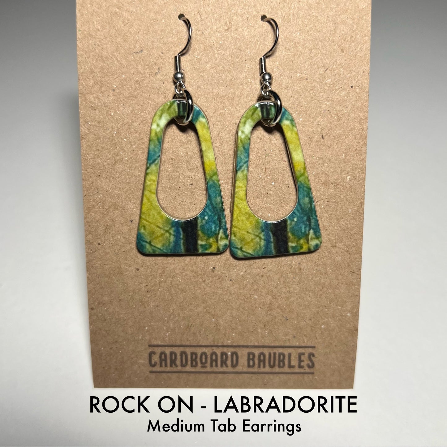 ROCK ON - LABRODITE - Tab Cardboard Baubles Earrings